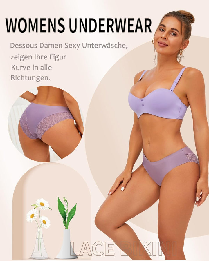 BeReady Nahtlose Unterwäsche Damen Sexy Set Unterhosen Damen Nahtlos Spitze Brazilian Slip Damen Hip