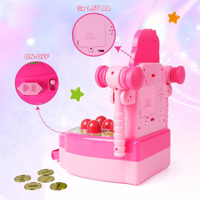 VATOS Hau den Maulwurf,elektronisches Mini-Arcade-Spiel mit 2 Hämmern,Stampfspielzeug Kleinkinderspi