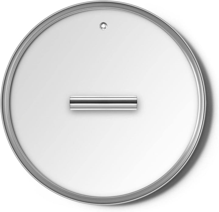 Smeg, CKFL2401, flacher Deckel aus gehärtetem Glas, Durchmesser 24 cm, Edelstahlgriff, Dampfauslass,