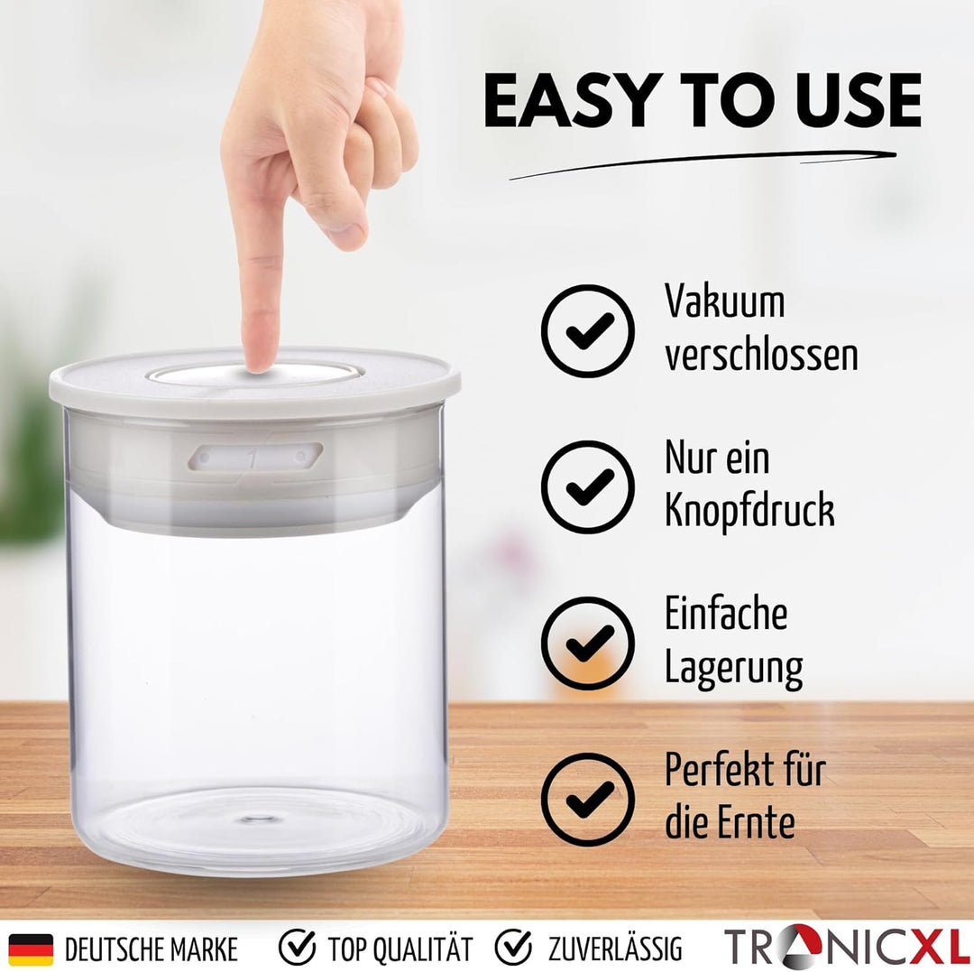 TronicXL 2x 700ml Vakuum Kräuter Borosilikat Glas Aufbewahrung Vorratsglas Ernte luftdicht Glasbehäl