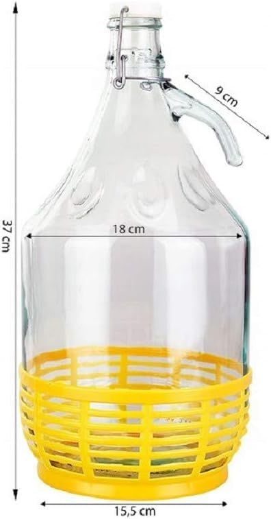 lilawelt24 6 x Set 5L Bügelflasche + Stopfen + Gärröhrchen Weinballon Gärballon Glasflasche Bügelver