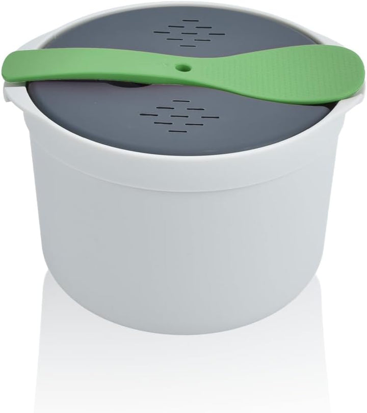 Mikrowellen Reiskocher, 2L Dampfgarer Runde Lebensmittelbehälter Kochen Multifunktionales Kochgeschi