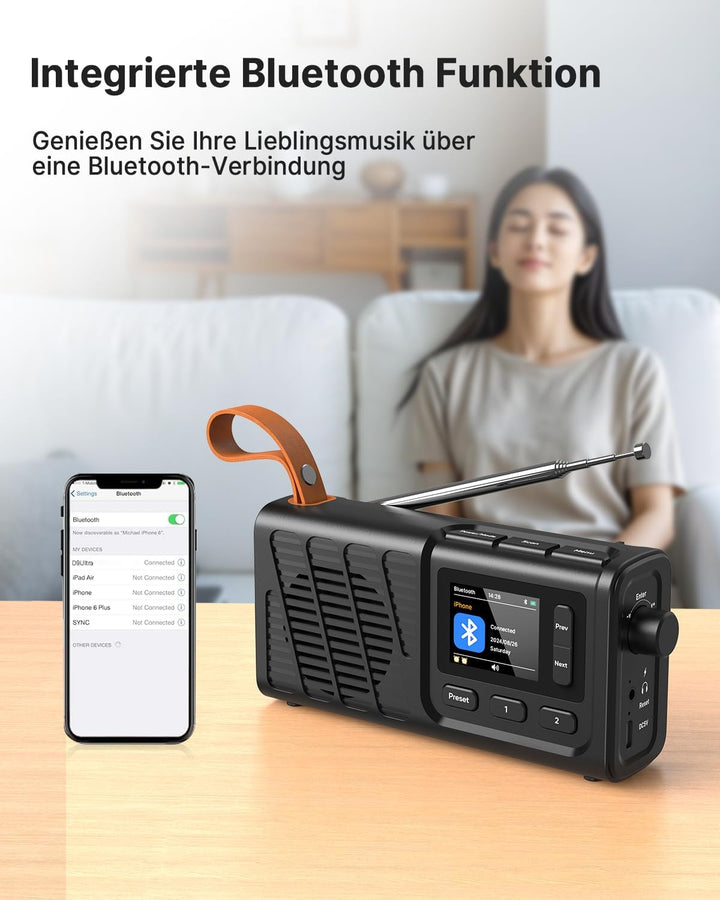 Tragbares DAB-Radio mit Bluetooth, USB wiederaufladbares FM-Radio, batteriebetriebene Digitalradios