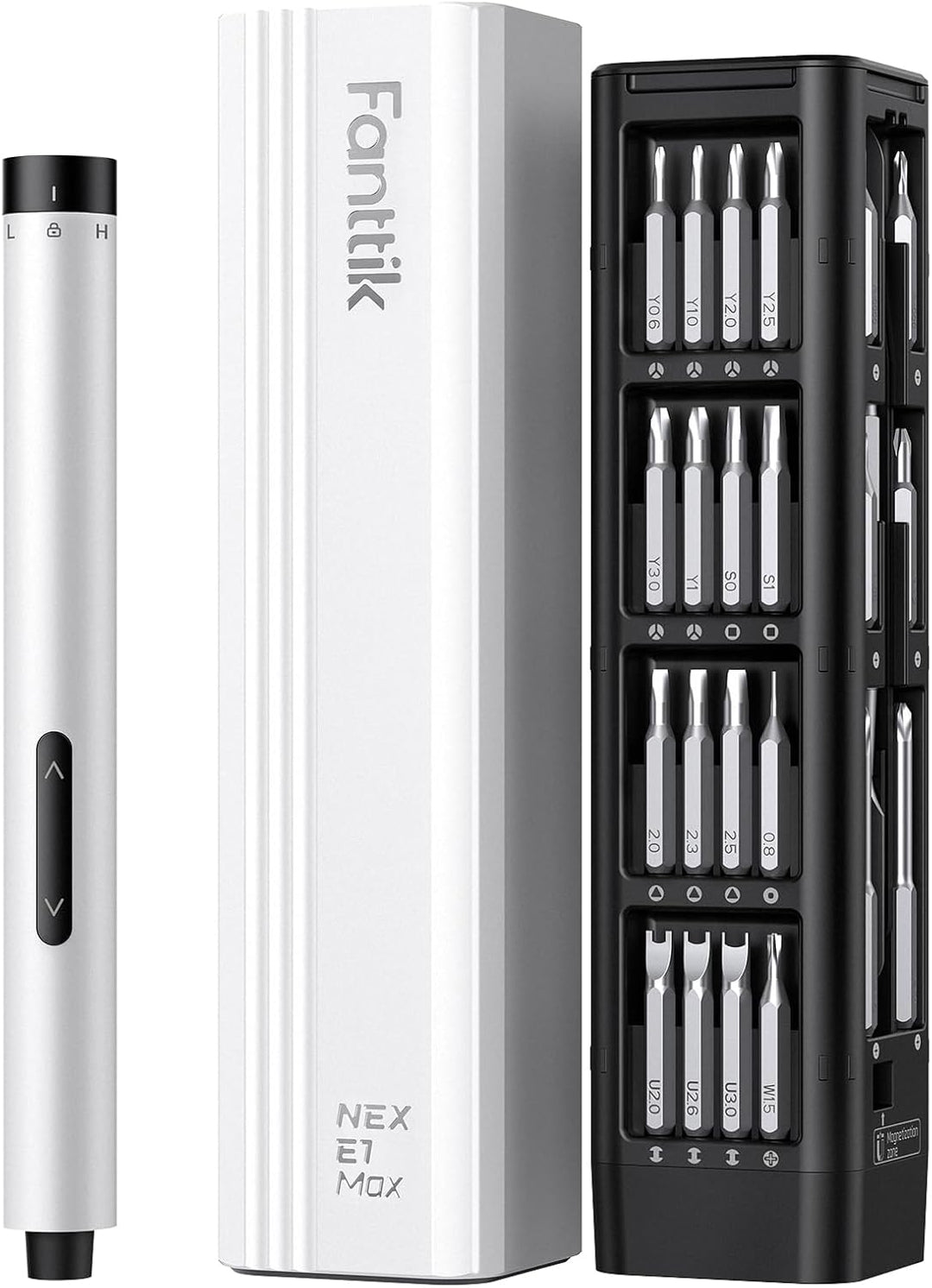 Fanttik E1 MAX Mini Elektro Schraubendreher Set, 50 in 1 Magnetische Präzisions- Kit, 2 Gänge Drehmo