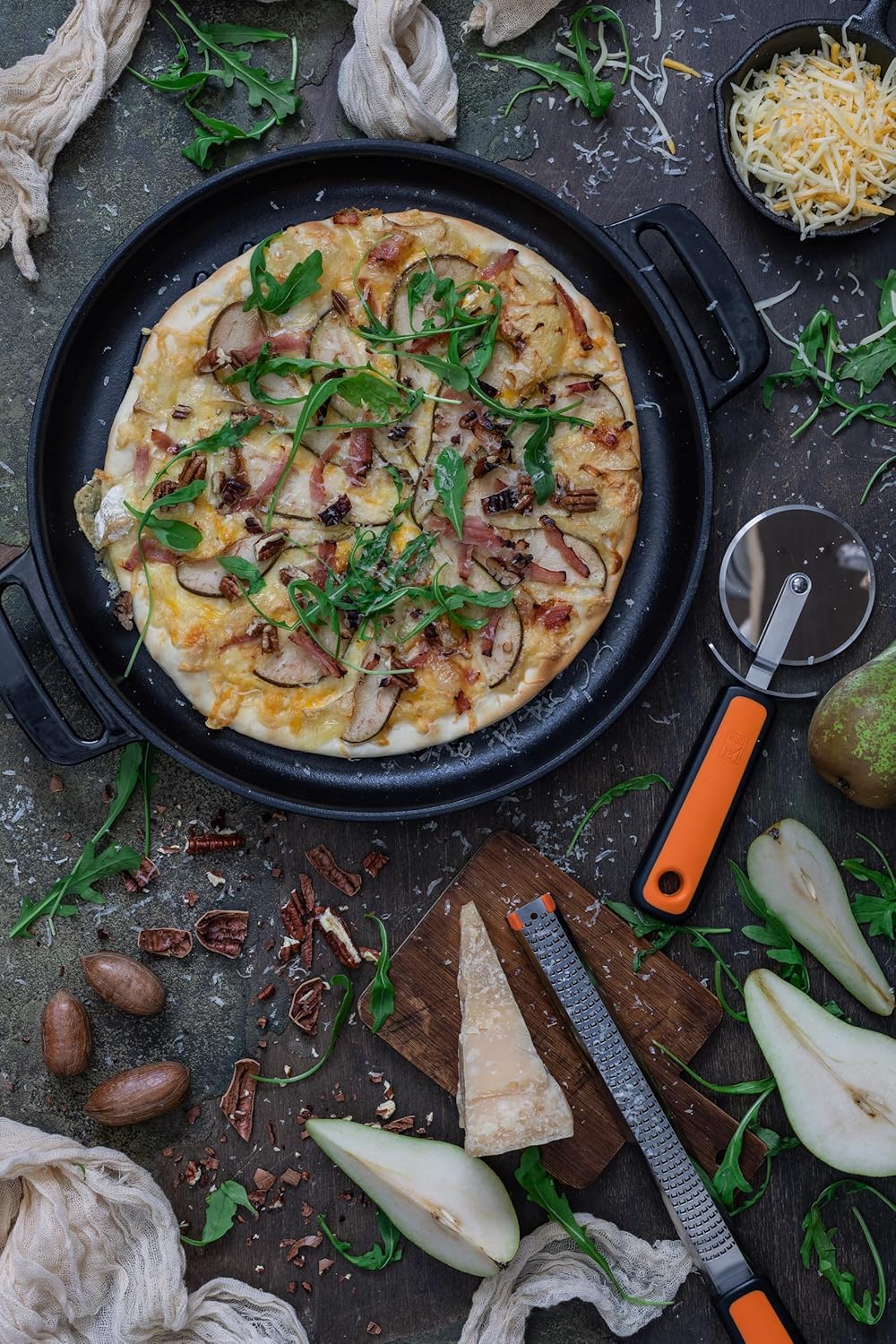 BRA A441633 Effektives Runder Grillrost mit Streifen, hergestellt aus Eisen Fu, Gusseisen, Schwarz,