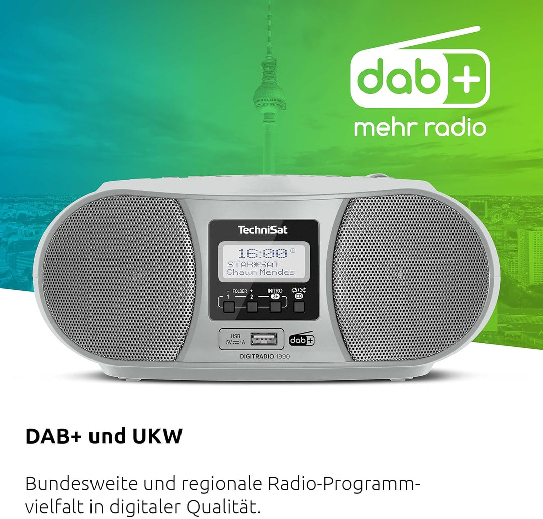 TechniSat DIGITRADIO 1990 - Stereo-Boombox mit DAB+/UKW-Radio und CD-Player (Bluetooth-Audiostreamin