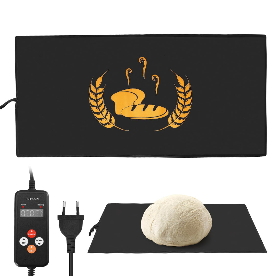 Sauerteig Wärmer Heizmatte mit Thermostat, 53x23cm | Präzise 5-45°C & 0-24H Timer. Wasserabweisend,