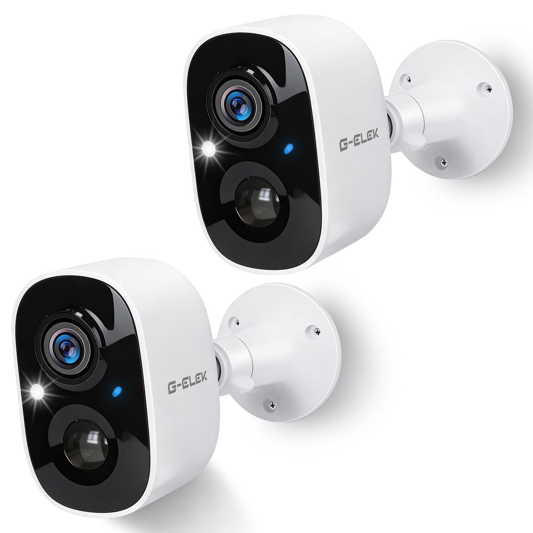 G-ELEK Sicherheitskamera Outdoor Kabellos 2K 3MP Weiss – Vollfarb-Nachtsicht, AI Erkennung (Mensch/T