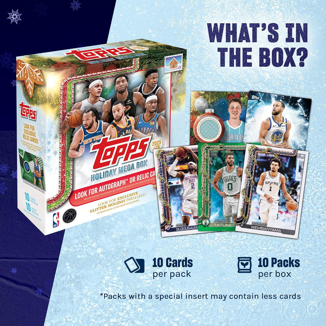 2025 Topps Holiday-Basketball – Fabrikversiegelt – Mega-Box Mega Box, Mega Box