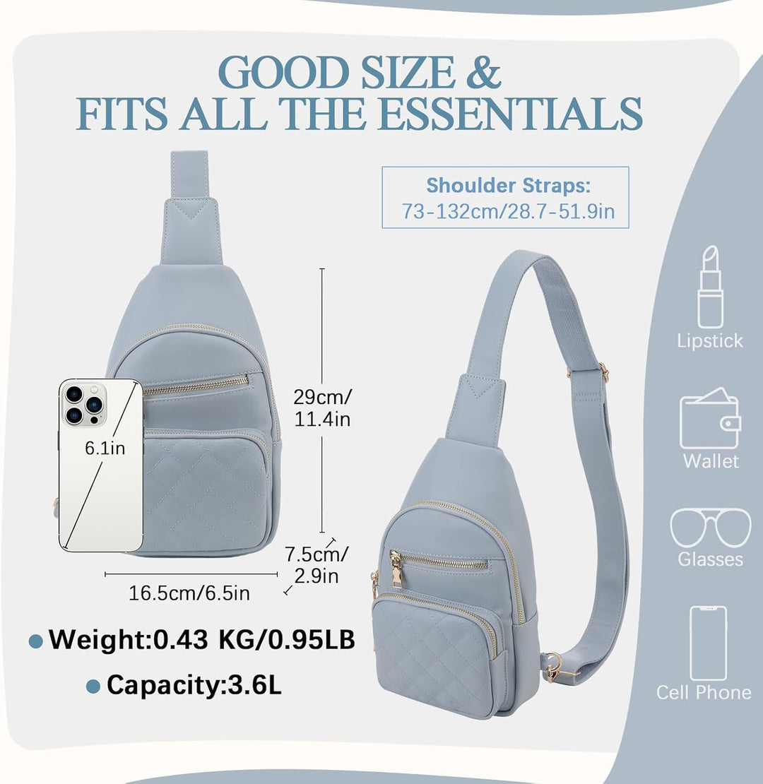 VX VONXURY Brusttasche Damen, Vegan Leder Bauchtasche Umhängetasche Klein, Sling Bag mit Breiten Gur