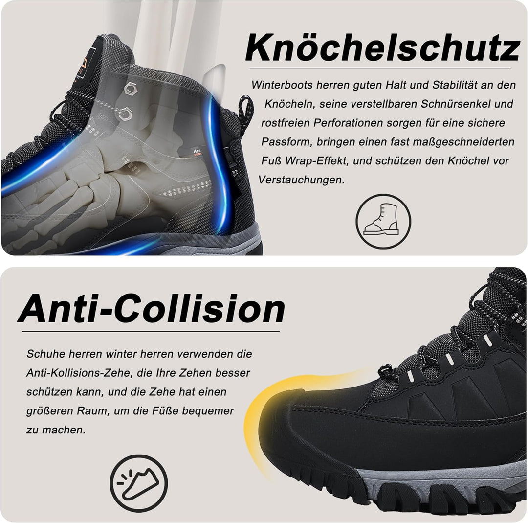 AX BOXING Winterschuhe Herren Gefüttert Winterstiefel Warm Wanderschuhe Draussen Winterboots Rutschf