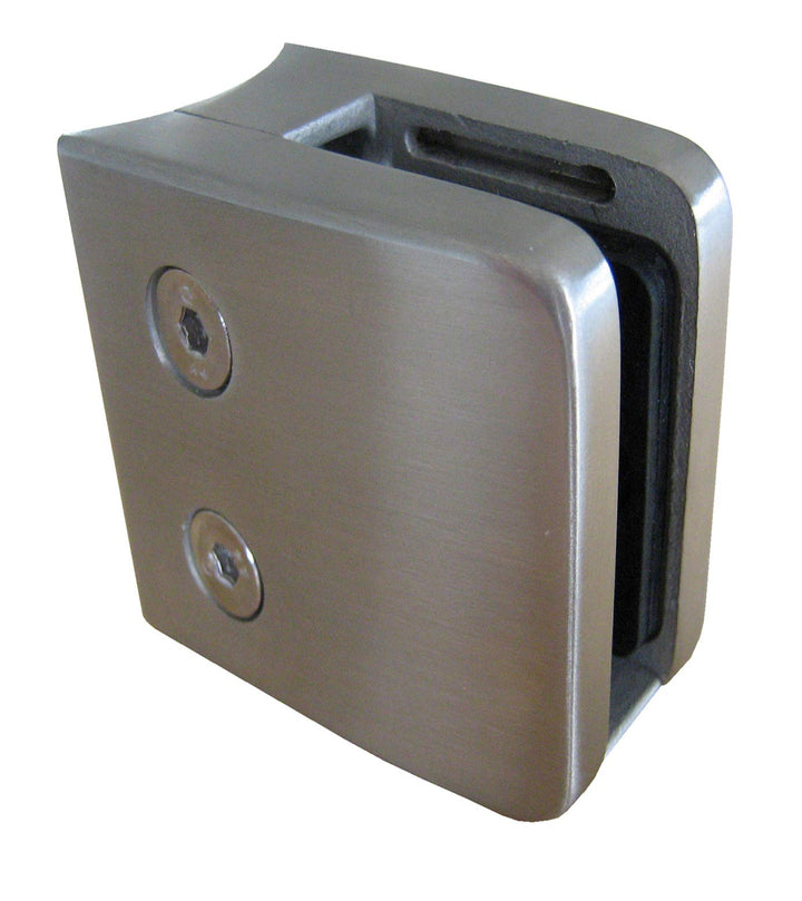PMC Edelstahl V2A Glashalter Klemmhalter Glasklemme Geländer Sicherungsplatte (Rundrohr Ø42,4, 17,52