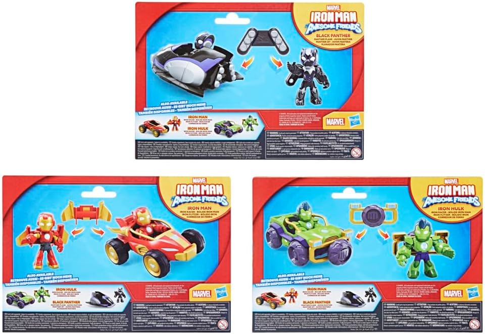 Marvel Iron Man und Seine fantastischen Freunde – Spielzeug-Bundle mit 3 Action-Figuren und 3 Fahrze