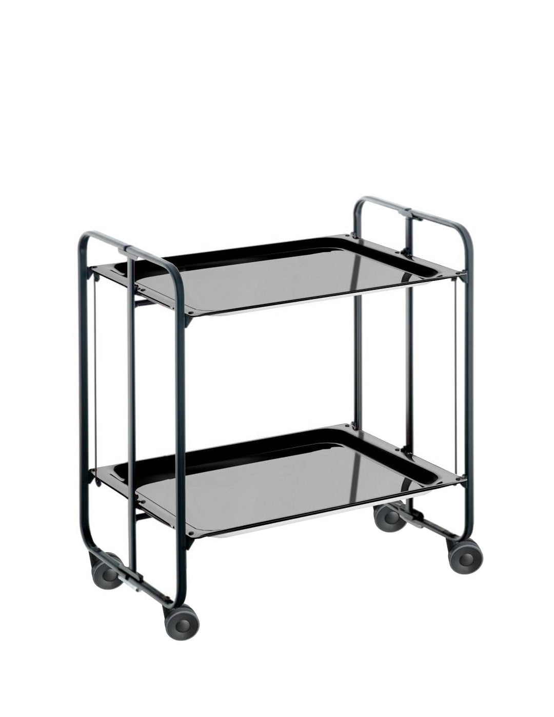 DON HIERRO - Servierwagen, klappbar, 2 Böden, Schwarzem Rahmen. Bauhaus-Schwarz 66 x 43 x 72 cm. Sch
