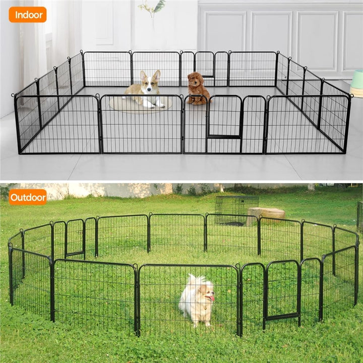 Yaheetech Welpenlaufstall Freigehege Welpenzaun Gehege Laufstall mit 2 Türen, aus 16 Panelen je Pane