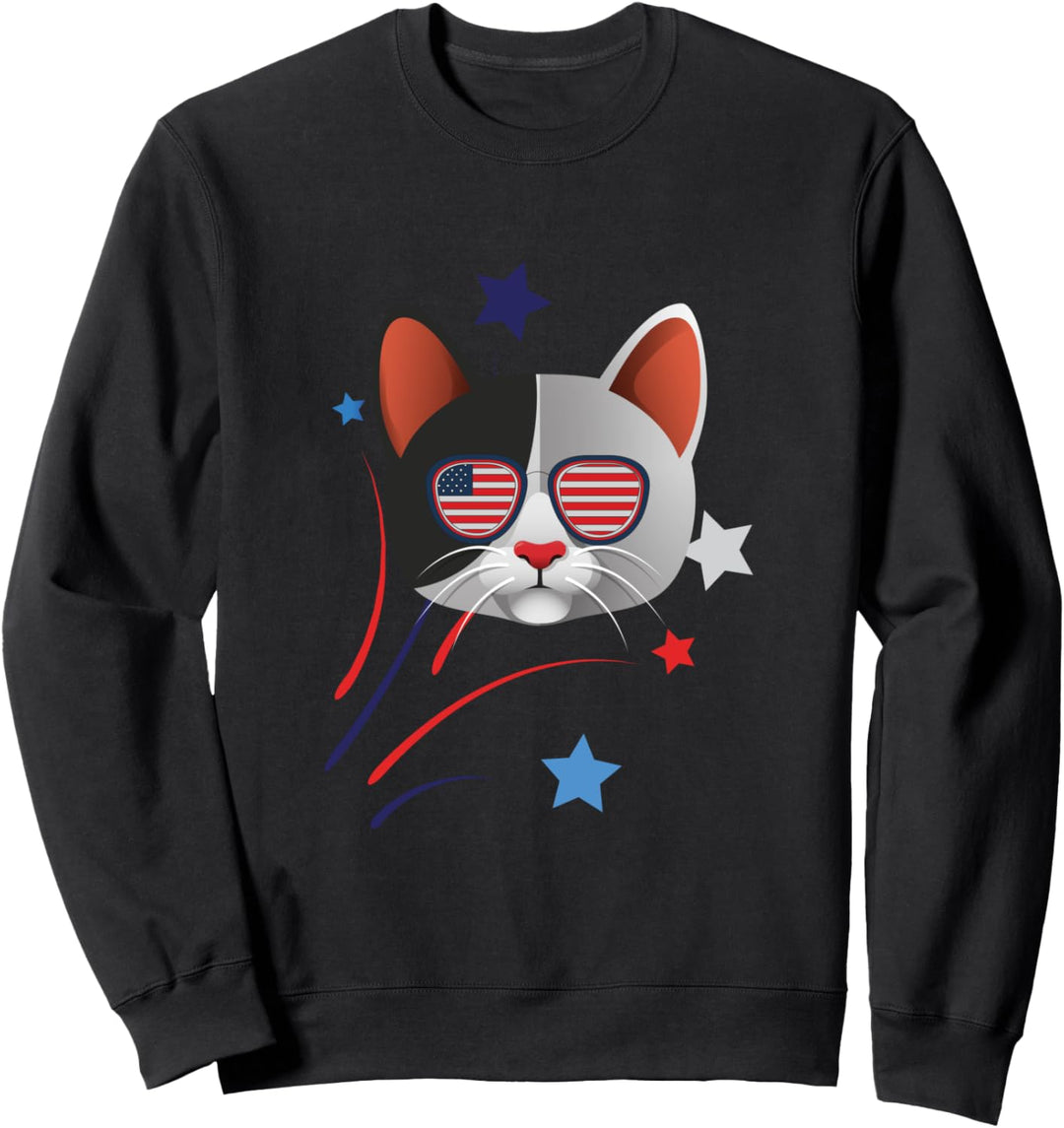 Cat US Flag Sonnenbrille 4. Juli Patriotisches Sweatshirt