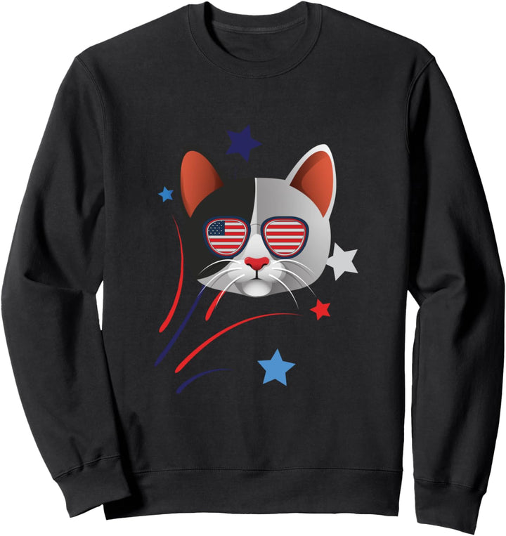 Cat US Flag Sonnenbrille 4. Juli Patriotisches Sweatshirt