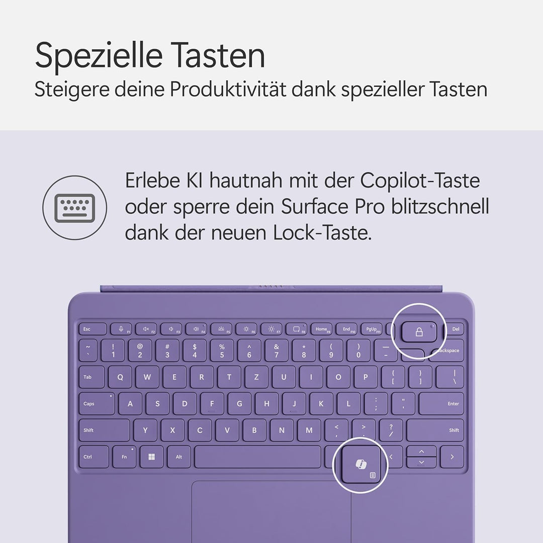 Microsoft Surface Pro 12" Keyboard mit Slim Pen | kompatibel mit Surface Pro 12" | QWERTZ | Violett