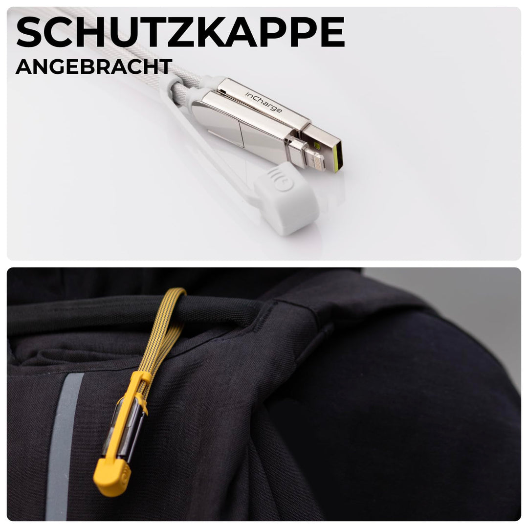 inCharge Rolling Square XL 30 cm - USB-C-Kabel, Universal-Smartphone-Kabel, Geschenk für Männer, 6-i