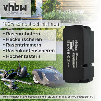 vhbw Akku kompatibel mit Garden Feelings R800Easy Rasenmäher Rasenroboter (1500mAh, 25,2V, Li-Ion)