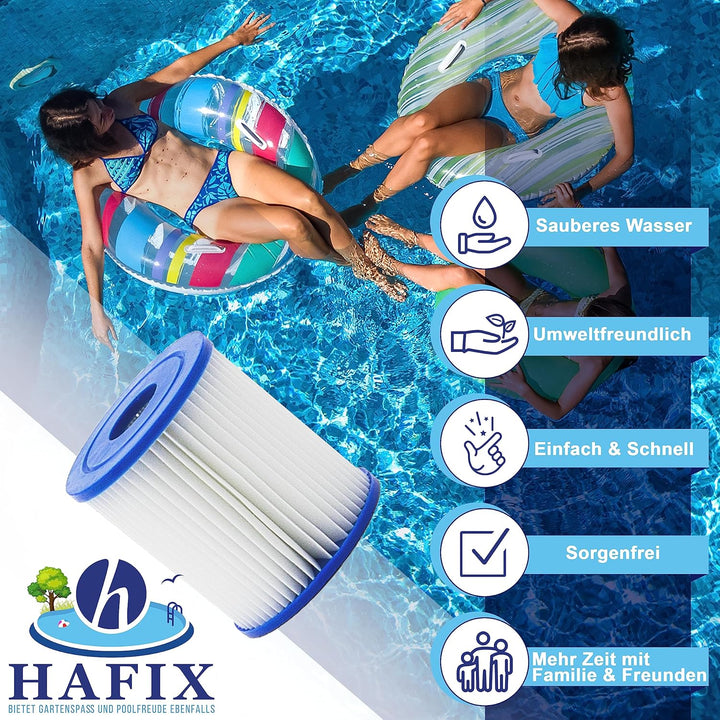 Filterkartusche Typ E, Grösse I, Poolfilter für Poolpumpe, 6 Stück | Papierfilter-Kartusche für Pool