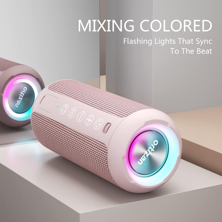 Ortizan Bluetooth Lautsprecher, Bleutooth Box mit LED-Licht, Tragbarer Mini Musikbox mit Freisprechf
