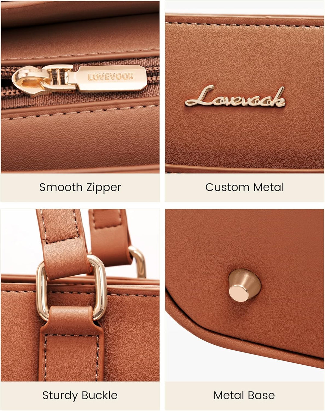 LOVEVOOK Laptoptasche Handtasche Damen 15,6 Zoll, Leicht Aktentasche Arbeitstasche Gross, Elegant La