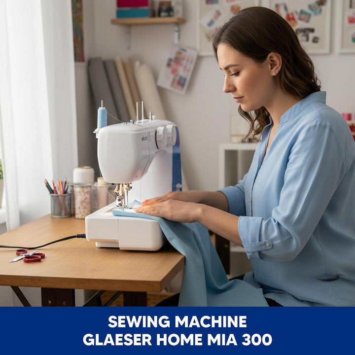 Nähmaschine easy GLAESER® home mia 300 | Anfänger Nähmaschine | Automatischer Einfädler | 24 Stich -