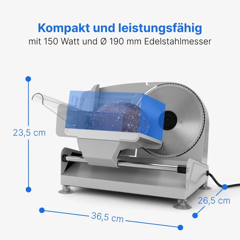 Clatronic MA 3585, Metall-Allesschneider, Brotschneidemaschine, Wurst-Schneider elektrisch, mit gros