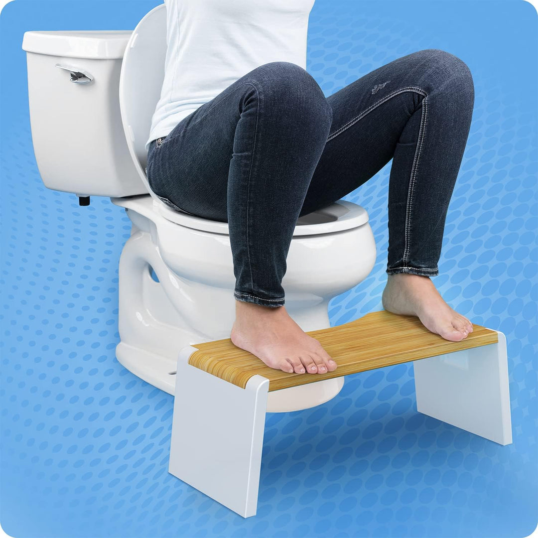 Squatty Potty Stockholm Falten Bambus Toilette Hocker, 7-Zoll Collapsible, Braun und Weiss, Bambus
