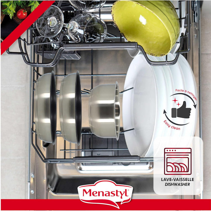 Kochgeschirr-Set - Induktion - MENASTYL - 7930018 - Edelstahl - 6-teilig - Abnehmbarer Griff - Grau