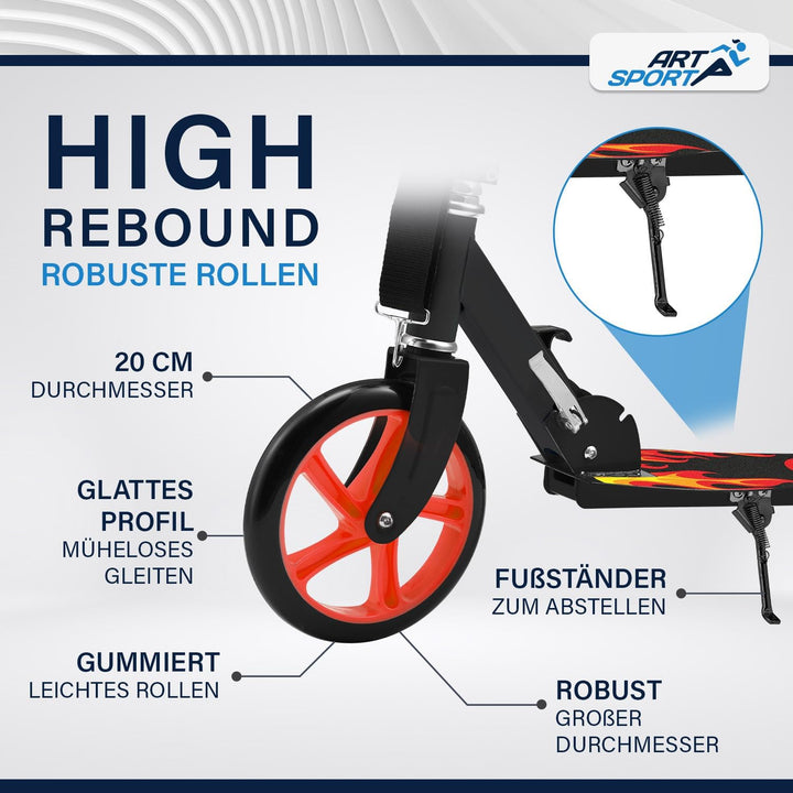 ArtSport Cityroller Scooter mit Big Wheel Räder & Tragegurt - Für Kinder ab 3 Jahren - 4 Designs 88