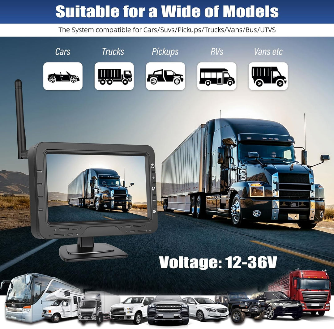 CAMECHO HD Rarückfahrkamera kabellos 4,3 Zoll Wireless-Übertragung, IP68-Wasserdichtigkeit, Infrarot