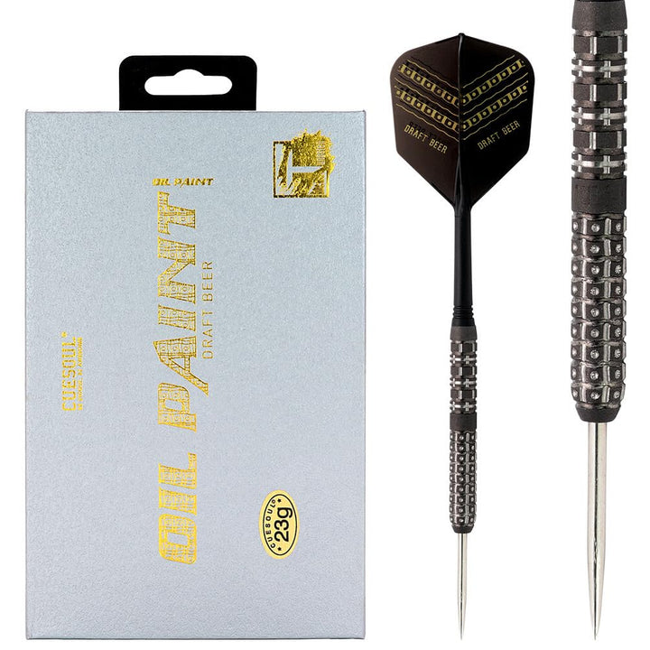 CUESOUL Steel Tip 90% Tungsten Dart Set mit Ölfarbe Finish und ROST Flights 23g Fassbier-1, 23g Fass