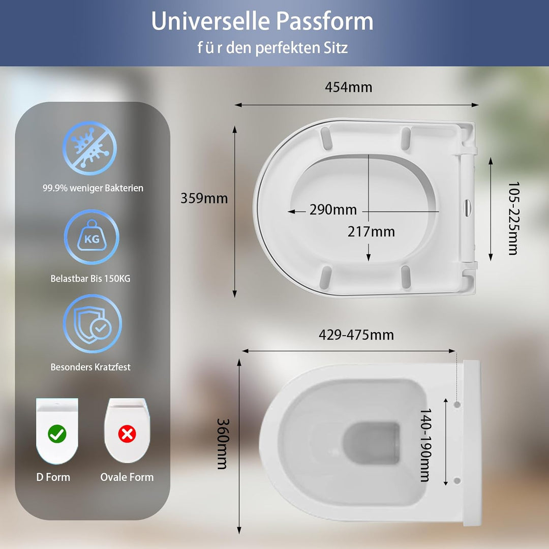 Toilettendeckel Mit Absenkautomatik Weiss – Antibakterieller WC Sitz Mit Quick-Release Funktion – Ei