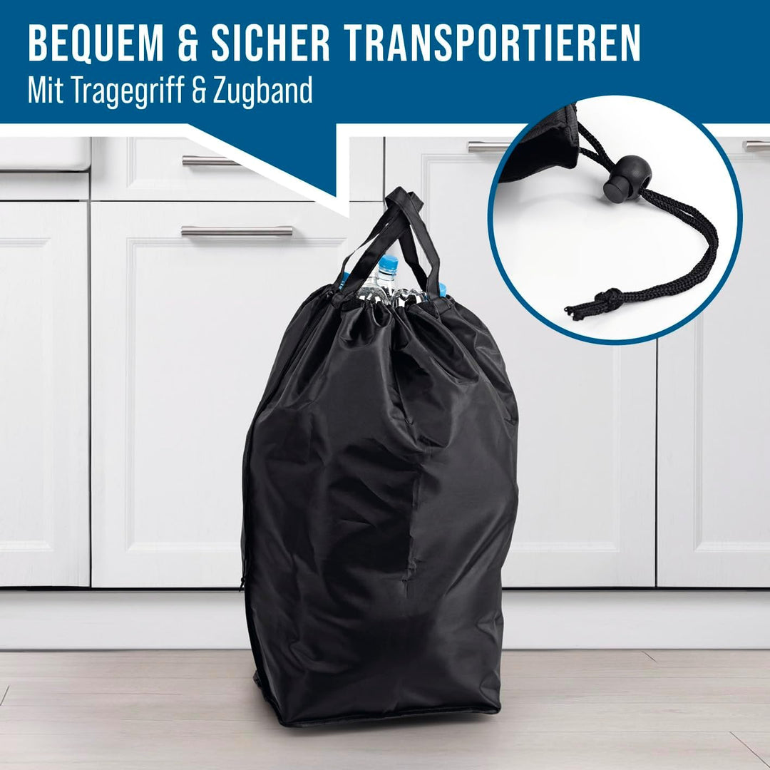EASYmaxx Pfandflaschen Sammelbehälter 80 l inkl. Türhaken &amp; 2 herausnehmbare Tragetaschen | Flaschen