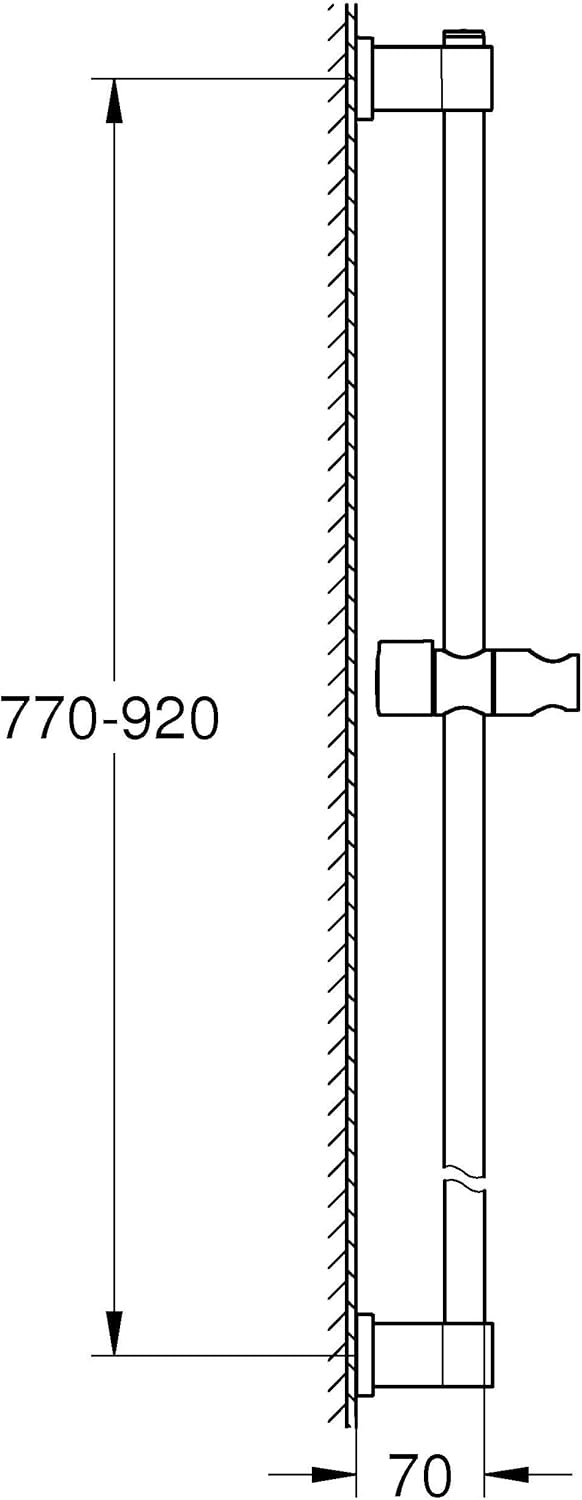 GROHE Vitalio, Duschstange 90cm ohne Bohren (oberes Befestigungselement verstellbar, mit Gleiter & G