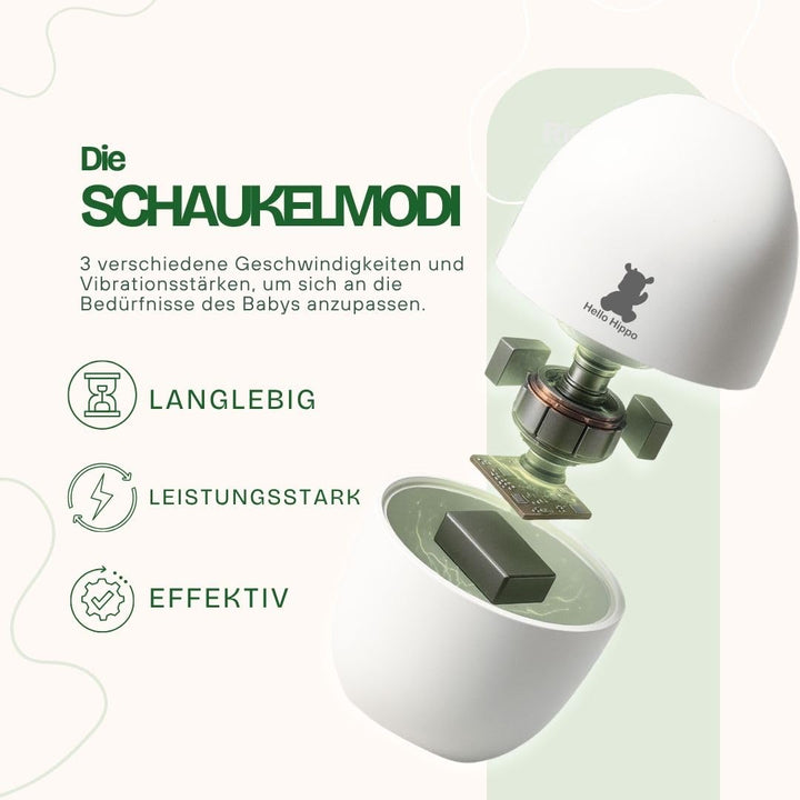 Hello Hippo – Baby Rocker Kinderwagenschaukler, Wiederaufladbar USB-C, Für Kinderwagen, Babywannen &amp;