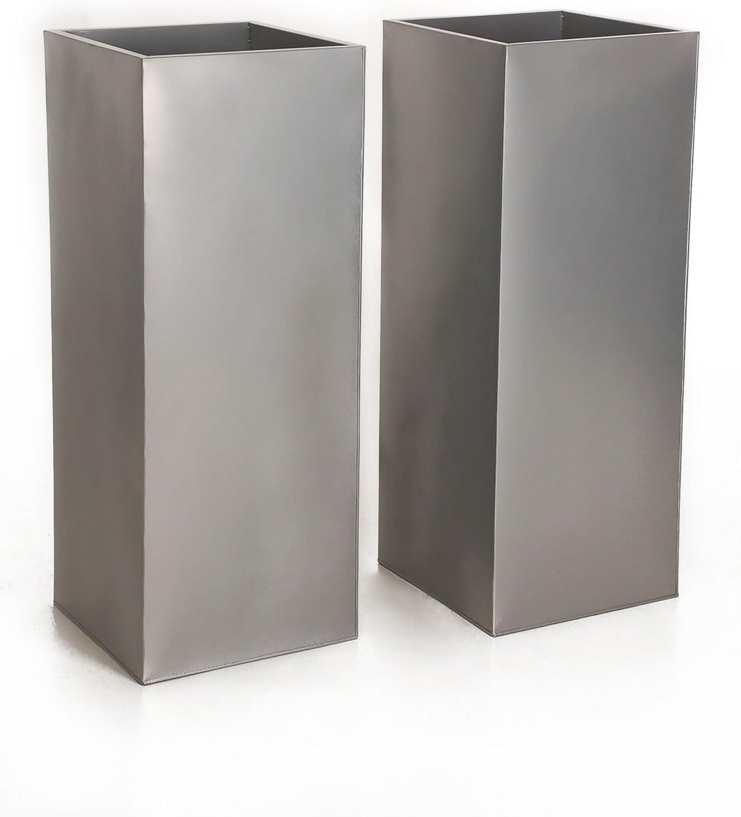 VIVANNO 2er Set Zink Blumenkübel Pflanzkübel Pflanzgefässe Übertöpfe Blumentöpfel Block Design 100cm