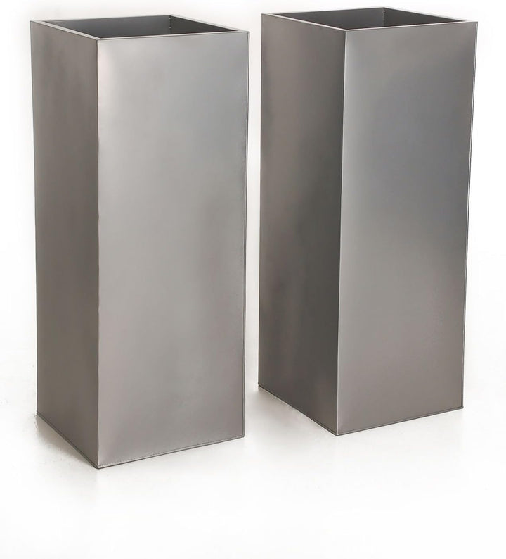 VIVANNO 2er Set Zink Blumenkübel Pflanzkübel Pflanzgefässe Übertöpfe Blumentöpfel Block Design 100cm