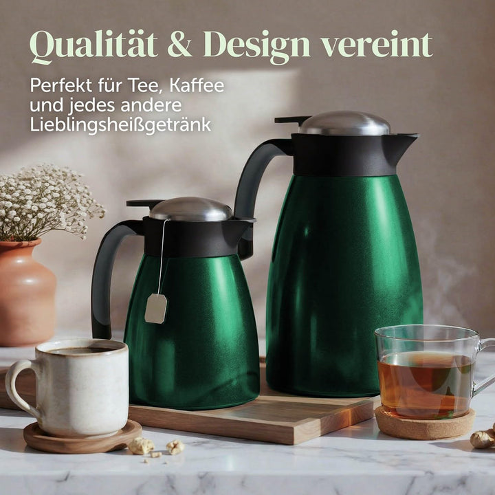 Blumtal Thermoskanne 1l - BPA-freie Teekanne mit Quick Tip Verschluss - auslaufsichere Kaffeekanne T