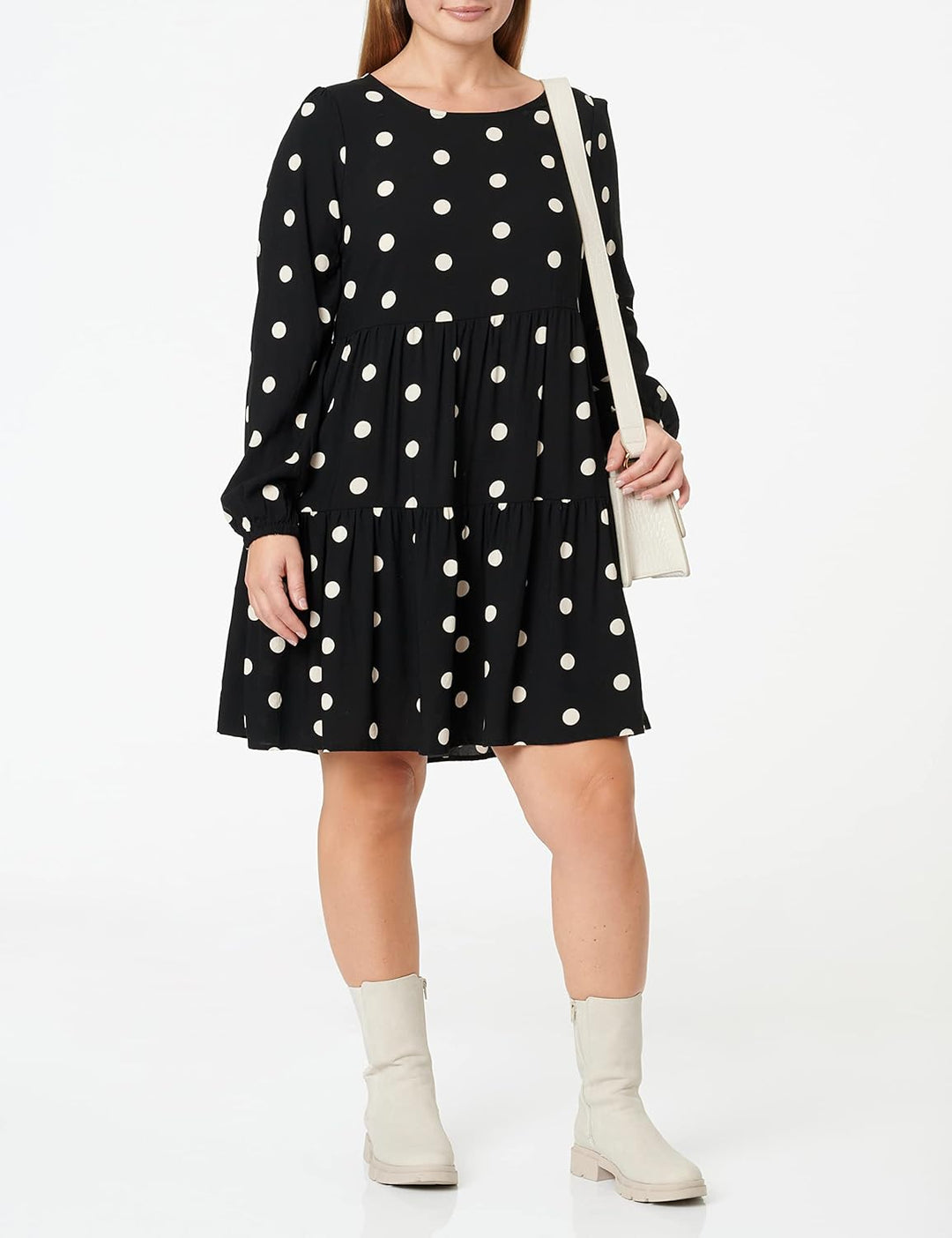 ONLY Damen Onlnova Life L/S Thea O AOP Ptm Dress S Black/Aop:343 Big Dot, S Black/Aop:343 Big Dot