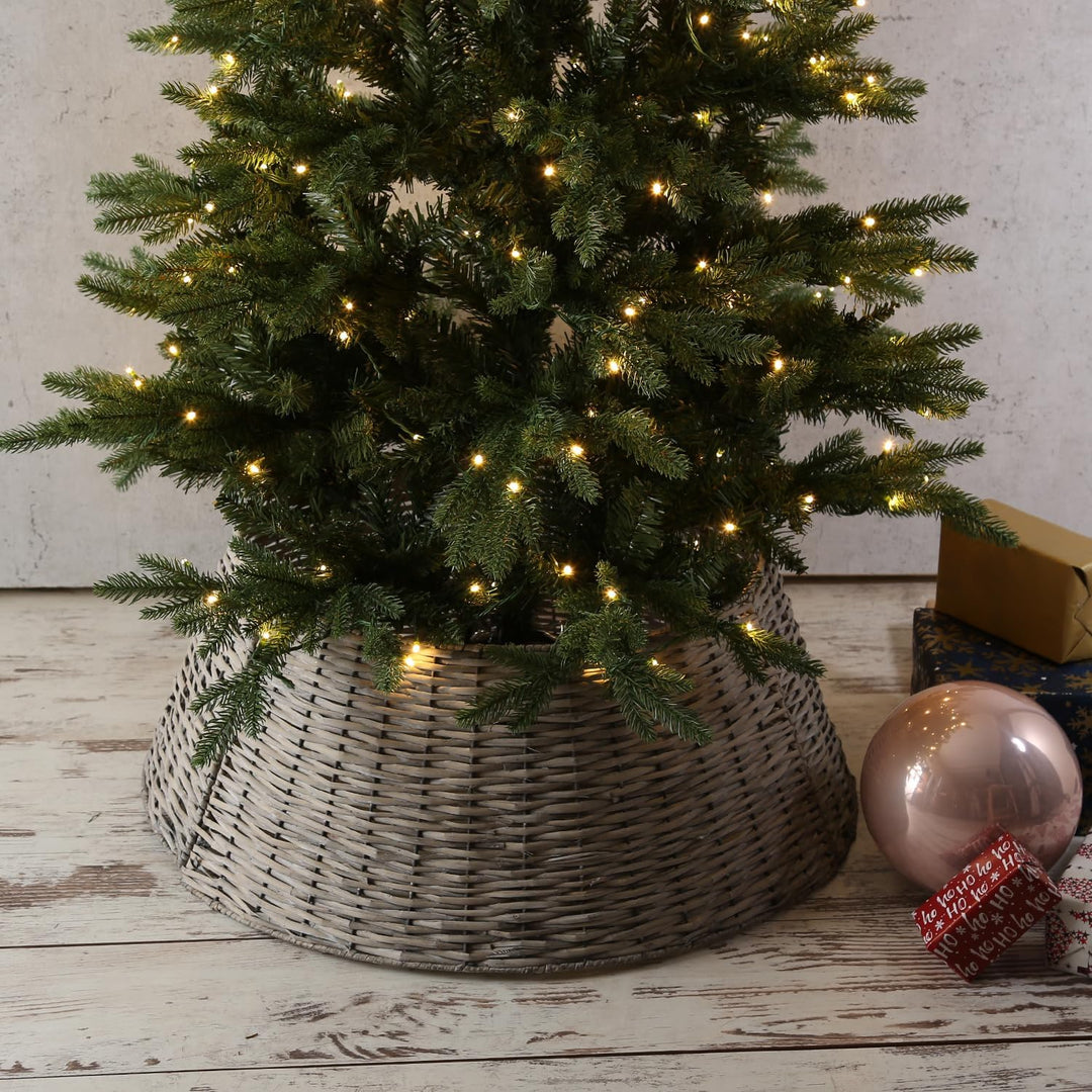 MARELIDA Weihnachtsbaumring Weidenkorb Umrandung Abdeckung für Baumständer Baumrock mit Haken und Ös
