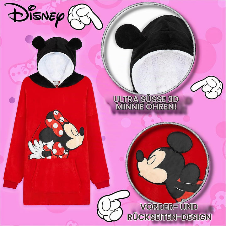 Disney Stitch Kapuzenpullover Mädchen, Übergrosse Hoodie Decke Kinder mit Sherpa-Kapuze und Kängurut