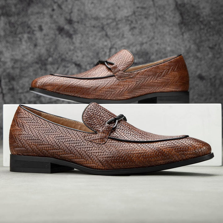 MEIJIANA Herren Mokassins Herren Elegante Schuhe Herren Casual Slip on Anzugschuhe 41 EU Braun 02, 4