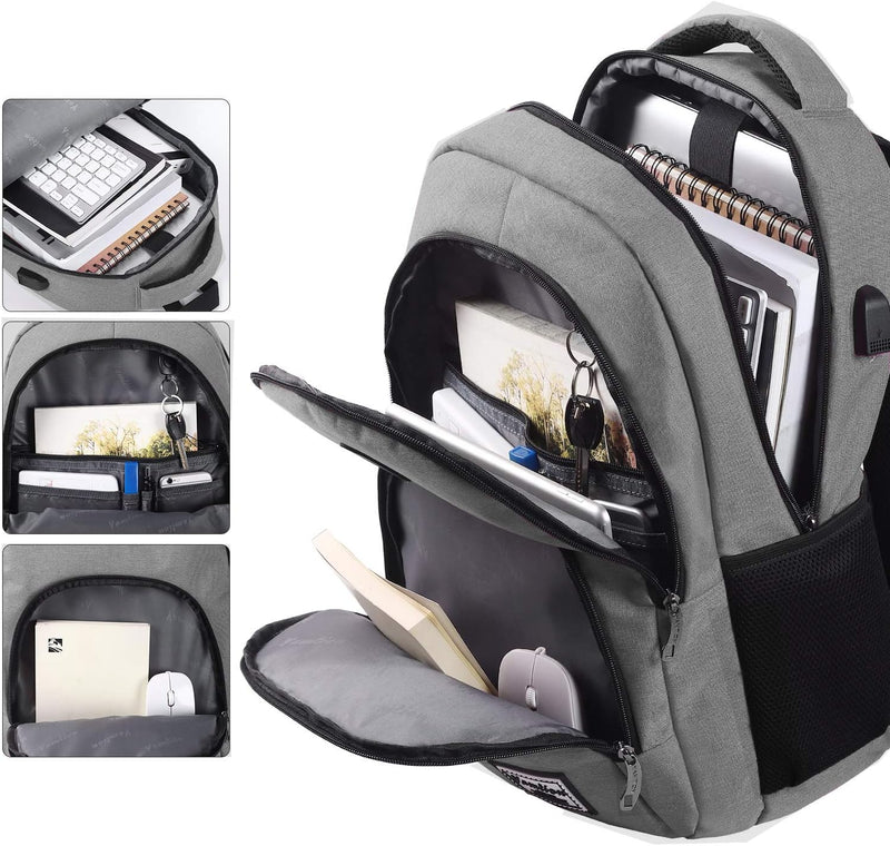 YAMTION Rucksack Laptop Rucksack Studenten Herren Rucksack Daypack mit USB-Ladeanschluss für Schule