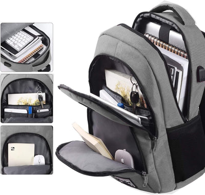 YAMTION Rucksack Laptop 17.3 Zoll Rucksack Schule mit USB-Ladeanschluss für Arbeit Schule Reisen Cam