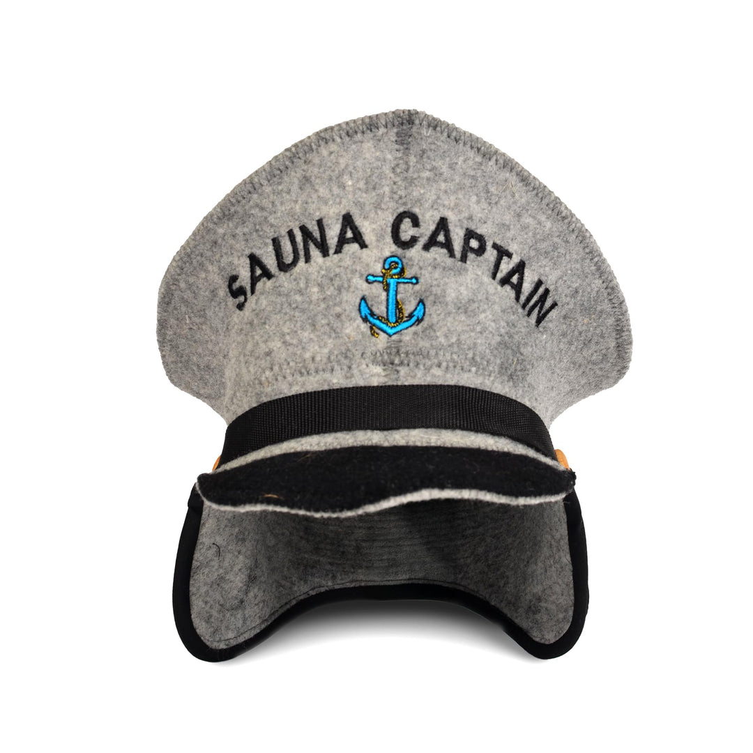 Saunahut für Damen und Herren aus Filz - Sauna Captain – Grau Saunahut für Herren und Damen aus 100P