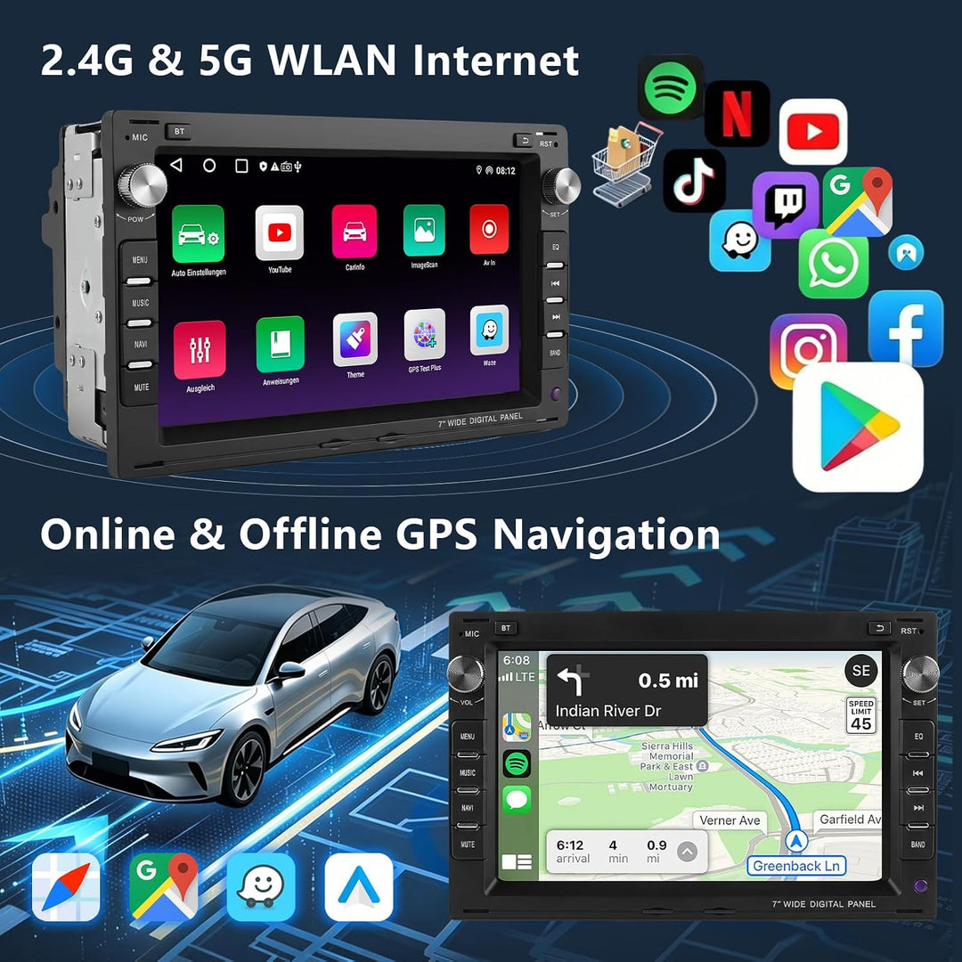Ledio Bluetooth Autoradio mit Bildschirm für VW Golf 4 Polo MK3/4 9N T5 Passat B5 Seat Skoda, Doppel