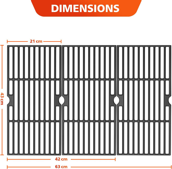 Denmay 43 x 63 cm Gusseisen Grillrost für Charbroil, Enders Boston 3, Enders Monroe 3 Pro, Landmann
